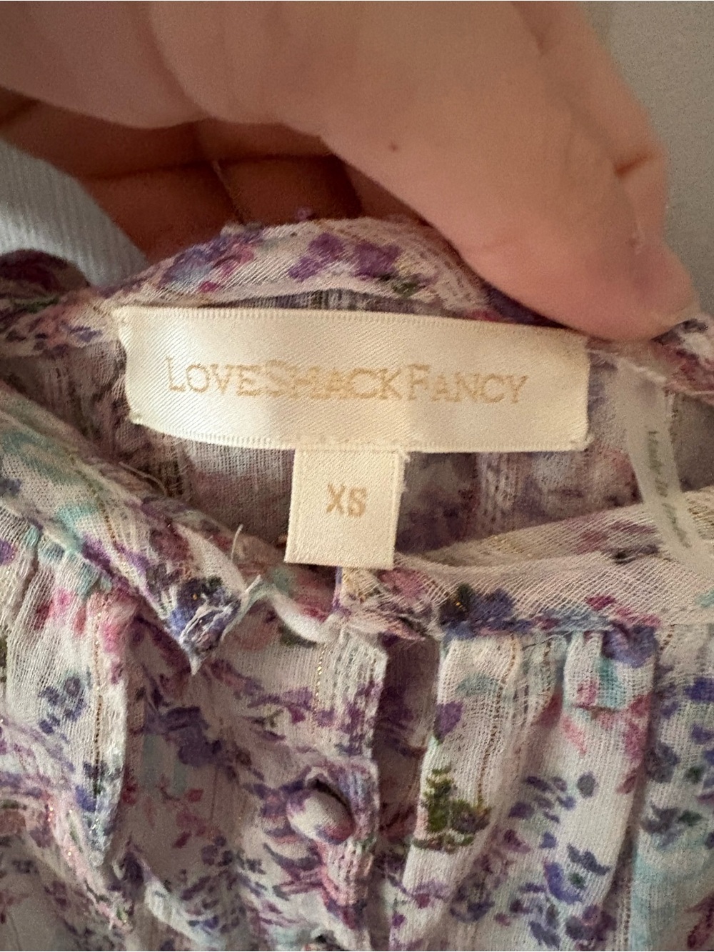 LoveShackFancy Lavender Floral Ruffle Mini Dress Size XS - Picture 5 of 6